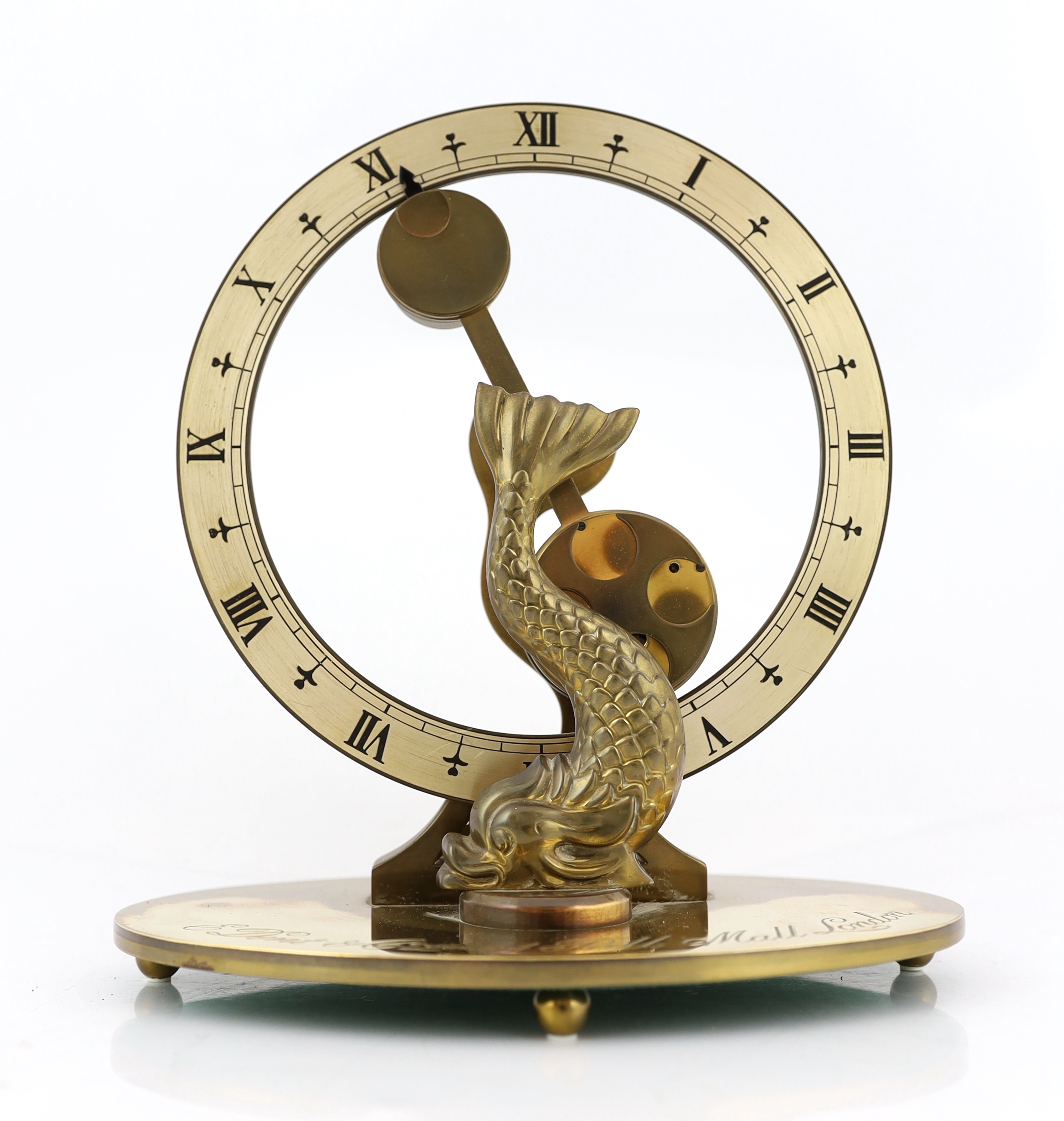 A Mysterious Circulator Mystery Clock by E. Dent & Co. Ltd., London otherwise known as the Chronological Equilibrium, c.1975, 22cm wide, 15cm deep, 23cm high